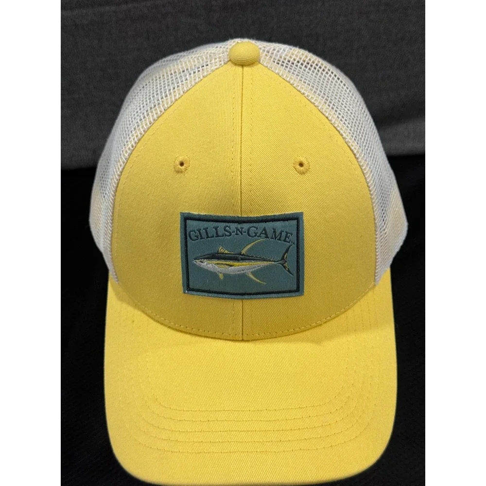 Gills N Game Trucker Cap Men's One Size Yellow Cotton Bluefin Tuna Patch Hat